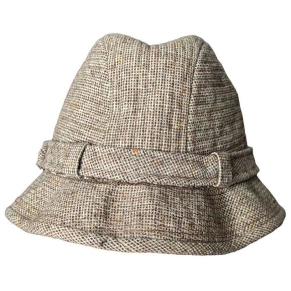 Knox New York Hat Tweed Tan Buckled Size 7 1/8 - Picture 1 of 6